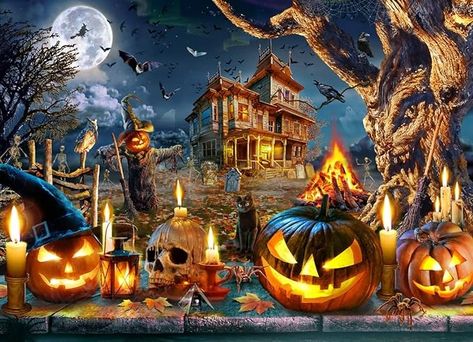 Amazon.com: Halloween Nightmare Jigsaw Puzzle 1000 Piece by Vermont Christmas Company : Toys & Games Halloween Jigsaw Puzzles, Spooky Pumpkins, Halloween Puzzles, Halloween Series, 500 Piece Jigsaw Puzzles, Wooden Jigsaw Puzzles, Wooden Jigsaw, Spooky Pumpkin, 1000 Piece Jigsaw Puzzles