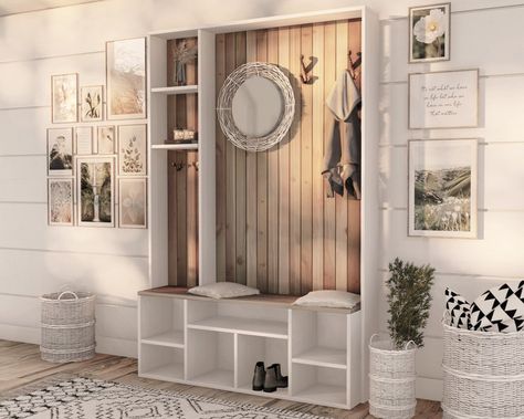 Farmhouse Hall Trees, Mudroom Locker, Bench With Cubbies, Hallway Organization, Mudroom Cubbies, Hall Tree Bench, Diy Locker, Tree Bench, Mudroom Lockers