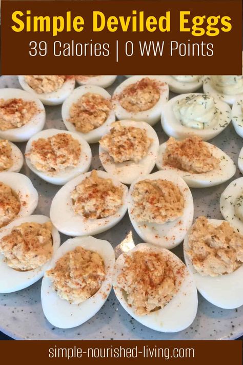 Ww Deviled Eggs, Ww Deviled Eggs Recipe, Weight Watchers Deviled Eggs, Ww Egg Salad, Simple Deviled Eggs, Simple Deviled Eggs Recipe, Weight Watchers Appetizers, Keto Eggs, Points Plus Recipes