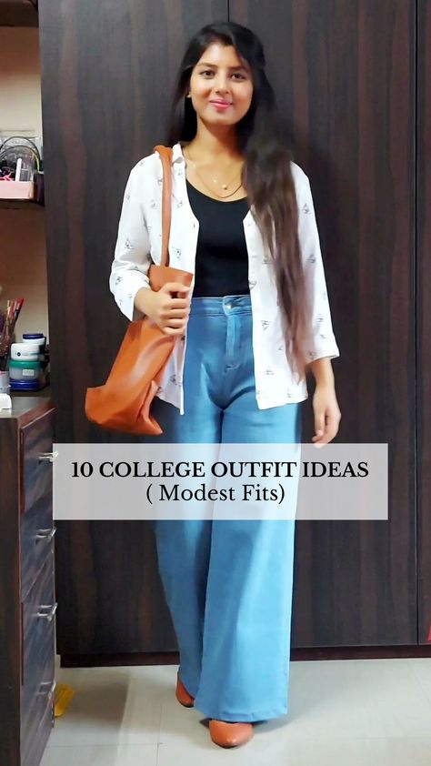 10 College Outfit Ideas ( NO Short Clothes) | College Lookbook Modest College Outfits Indian, Daily College Outfits, Daily College Outfits Indian, College Dress Code, Modest College Outfits, Casual College Outfits Indian, Indian College Outfits, Casual College Outfits Summer, College Outfits Dress