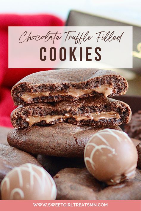 Super Easy Dessert, Truffle Cookies, Dessert Truffles, Super Easy Desserts, Dessert To Make, Chewy Chocolate Cookies, Easy To Make Desserts, Filled Cookies, Peanut Butter Filling