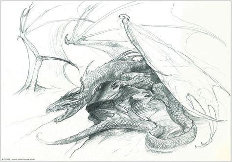 Dragon by John Howe John Howe Dragon, Illustrator Portfolio, Alan Lee, John Howe, Tolkien Art, 3d Drawings, Dragon Drawing, Dragon Design, Fantasy Inspiration