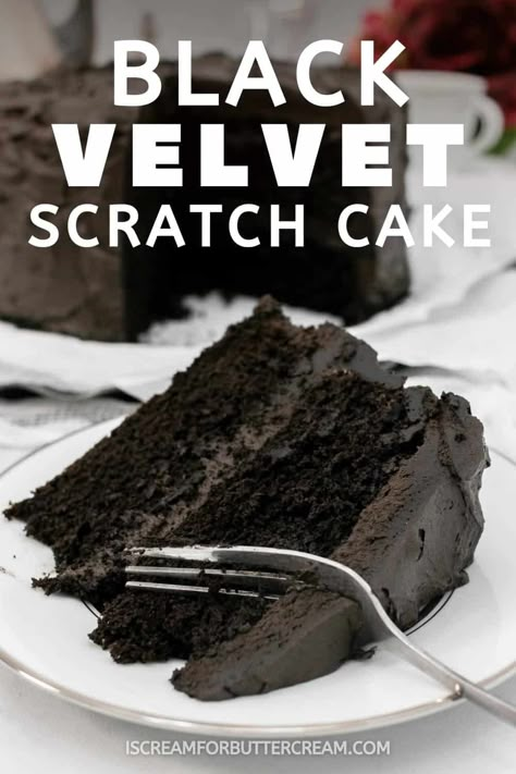 Black Velvet Cake Recipe, Black Velvet Cake, Black Cocoa Powder, Black Velvet Cakes, Blue Velvet Cakes, Black Frosting, Cocoa Powder Recipes, Black Cocoa, Cocoa Cake