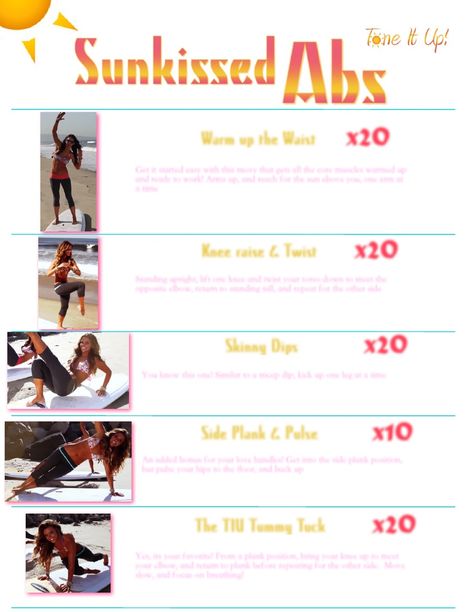 Sunkissed Abs Printable Tone It Up Karena Katrina | Scribd Printable Workouts, Motivation Fitness, Stay In Shape, I Work Out, Tone It Up, Up Girl, Om Nom, Get In Shape, Healthy Body