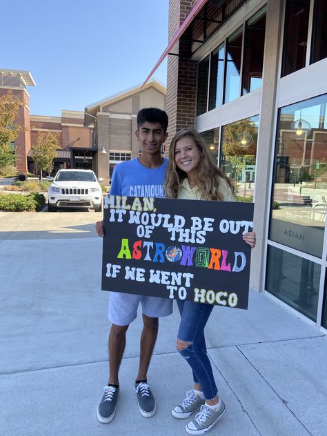 Travis Scott Travis Scott Hoco Proposal, Prom Posters, Homecoming Posters, Fall Ball, Ball Ideas, Hoco Proposals, Hoco Dresses, Travis Scott, Homecoming