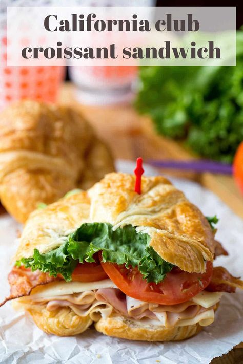 Club Croissant Sandwich, Croissant Sandwich Recipe, Croissant Sandwich, Plats Healthy, Makanan Diet, Sandwiches For Lunch, Easy Lunch Recipes, Delicious Sandwiches, Think Food