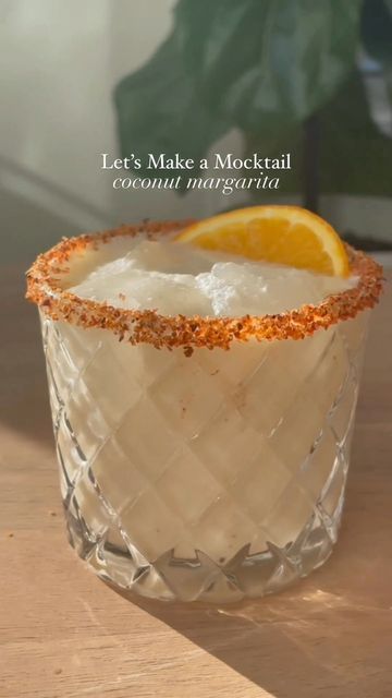 Mocktail With Tajin, Ritual Zero Proof Margarita, Cream Of Coconut Mocktail, Coconut Mocktail, Bartending Tips, Coconut Margarita, Coconut Drinks, Drink Menu, Orange Juice