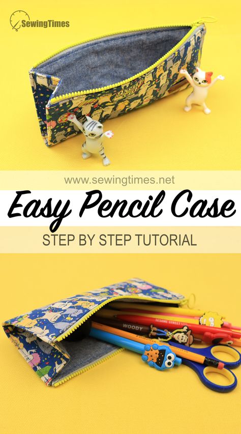 Fast and Easy Pencil Case ✨ Beginner Sewing Tutorial Fabric Pencil Case Diy Free Pattern, Simple Pencil Case Pattern, Pencil Case Pattern Free, Pencil Pouch Sewing Pattern, Pencil Case Diy, Boys Pencil Case, Pencil Case Tutorial, Pencil Case Pattern, Diy Pencil Case