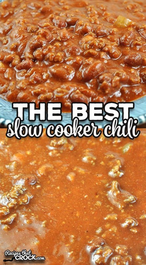 This recipe is The Best Slow Cooker Chili I have ever had. It is super simple to make, tastes amazing and is always a crowd pleaser! via @recipescrock Crockpot Chili Recipe Easy Simple, Simple Chili Recipe Crockpot, Best Chili Recipe Award Winning Crockpot, Chili In Crockpot, Crock Pot Chili Recipes, Southern Chili Recipe, Chilli Recipe Crockpot, Simple Crock Pot Recipes, Chili For A Crowd