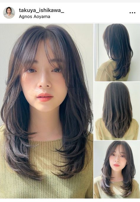 Hair Cut For Ovel Face Shape Girl, Hair Cut For Circle Shape Face Girl, Layered Haircuts For Heart Shaped Face, Japanese Round Face Haircut, Haircut For Oval Face Shape Girl, Hair Styles Bangs Round Face, Haircuts For Small Round Face, Hair Cuts For Small Face Shape, Haircut For Small Round Face