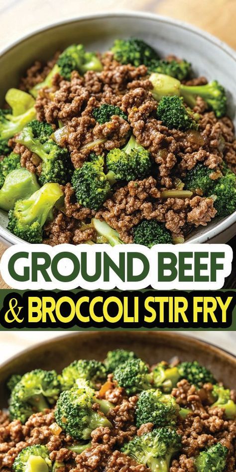 Ingredients: 2 tablespoons olive oil (divided) 3-4 cups broccoli florets 1 pound lean ground beef Sauce ingredients: 1/2 cup low-sodium soy sauce 1 cup water 1/2 teaspoon apple cider vinegar or rice vinegar 1/2 teaspoon toasted sesame oil 1/4 cup packed brown sugar 3 tablespoons cornstarch 1 teaspoon grated fresh ginger 4 cloves garlic, minced 1/4 teaspoon crushed red pepper flakes (or more, to taste) #Ground #Beef #Broccoli #Quickandeasyrecipe Ground Beef Sauce, Beef Broccoli Stir Fry, Ground Beef And Broccoli, Toasted Sesame Oil, Beef Sauce, Beef Broccoli, Beef And Broccoli, Broccoli Stir Fry, Low Sodium Soy Sauce