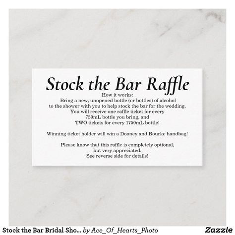 Wedding Raffle Tickets, Stock The Bar Raffle, Stock The Bar Bridal Shower Ideas, Stock The Bar Party Games, Stock The Bar Wedding Shower Ideas, Bridal Shower Raffle Ideas, Stock The Bar Party Decorations, Stock The Bar Party Ideas, Wedding Raffle