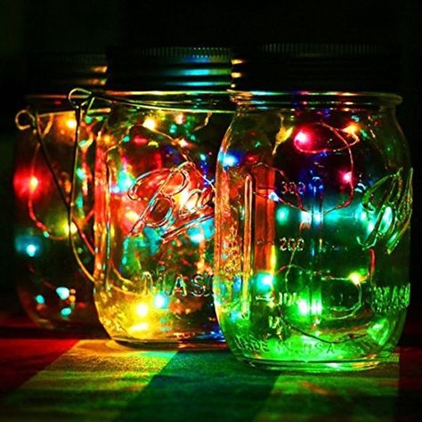 Lights In A Jar, Fairy Mason Jars, Glow Stick Jars, Fairy Lights In A Jar, Solar Mason Jars, Mason Jar Lid, Firefly Lights, Jar Lanterns, Led Fairy Lights