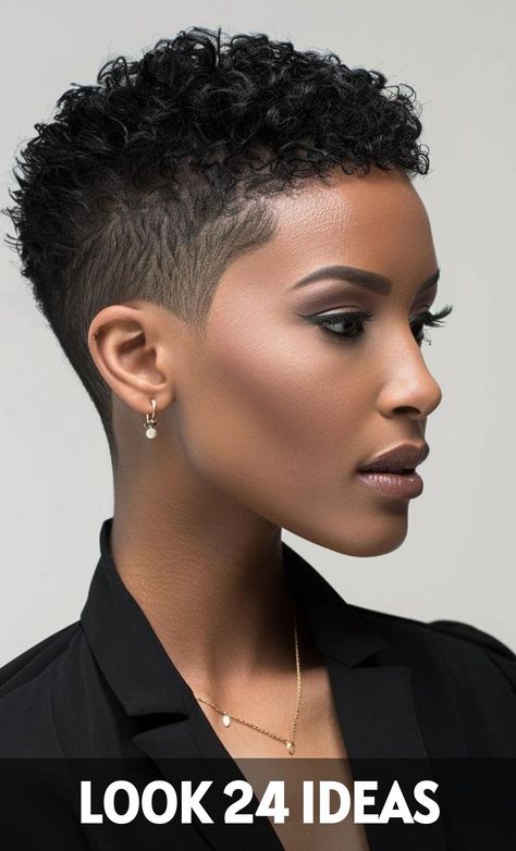 Women Curly Short Hair, African American Pixie Hairstyles, Black Haircut Women, Woman Fade Haircut, Short Natural Hair For Black Women, Black Short Hair Styles, Pixie Cut Black Women Natural Hair, Bob Cute Short For Women, Brush Cut For Black Women