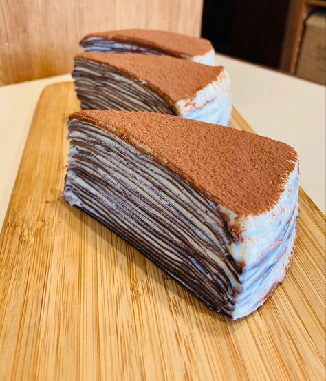 Mile Crepes Cake Aesthetic, Mile Crepes Cake, Miles Crepes, Crepe Cake Aesthetic, Milo Cake, Mille Crepe Cake, Mille Crepes, Fruit Chip, Crepe Cake