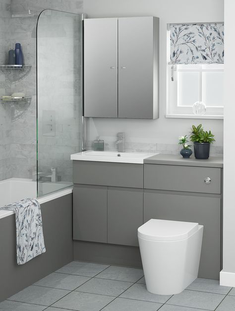 Classic Bathroom Furniture, Grey Bathroom Furniture, Fitted Bathroom Furniture, Small Bathroom Layout, Small Bathroom Interior, Diy Bathroom Storage, Grey Bathroom, Fitted Bathroom, Small Bathroom Makeover