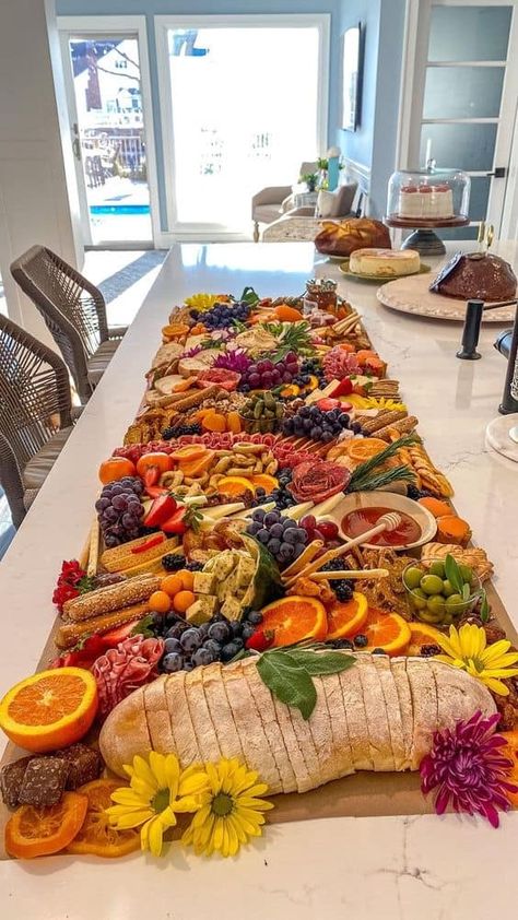 20 Charcuterie Boards for a Crowd » Lady Decluttered Fruit Platter Charcuterie Board, Baptism Charcuterie Board, Island Charcuterie Board, Charcuterie Board For A Crowd, Vegetable Charcuterie Board, Large Party Food, Birthday Charcuterie Board, Caprese Appetizer, Large Charcuterie Board