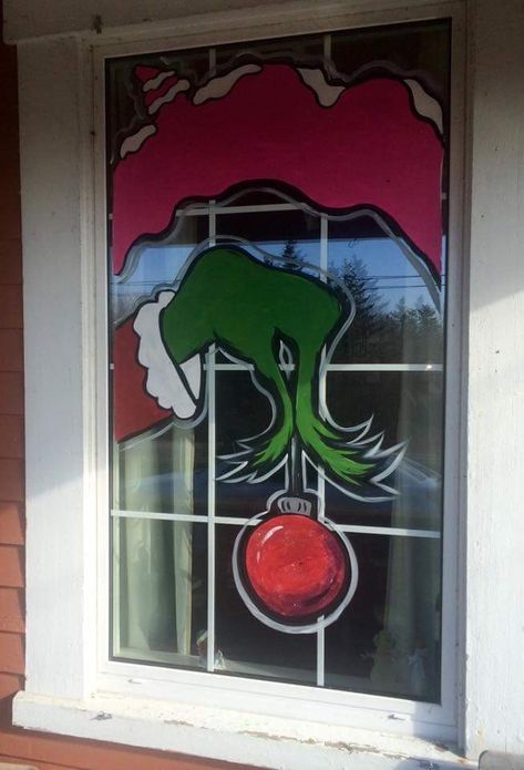 Grinch Store Window Display, Grinch Christmas Window Painting, Grinch Window Painting Ideas, Christmas Window Painting Grinch, The Grinch Window Painting, Christmas Window Mural, Grinch Window Art, Christmas Window Art Ideas Easy, Christmas Window Painting Ideas Easy