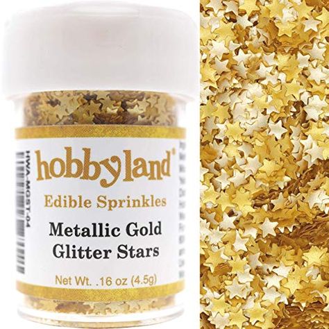 Hobbyland Edible Sprinkles (Metallic Gold Glitter Stars, 4.5g): Amazon.com: Grocery & Gourmet Food Star Wars Cake Toppers, Fancy Sprinkles, Gold Sprinkles, Star Sprinkles, Gold Glitter Stars, Star Wars Cake, Yogurt Smoothies, Sugar Sprinkles, Edible Gold