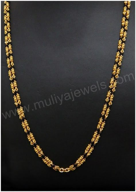 Black Bead Chains Gold, Black Beads Chain Designs, Black Beads Necklace Designs, Karimani Chain Designs, Latest Black Beads Designs, Gold Black Beads Mangalsutra, Mangalasutram Chain Designs, Mangalya Chain Designs Gold, Black Beads Chains