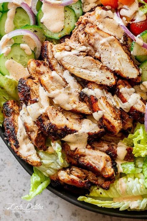 Cajun Dressing Recipe, Grilled Chicken Salad Recipes, Cajun Dressing, Salad Recipes Indian, Cajun Chicken Salad, Salad With Chicken, Resep Salad, Salad Pasta, Grilled Chicken Salad