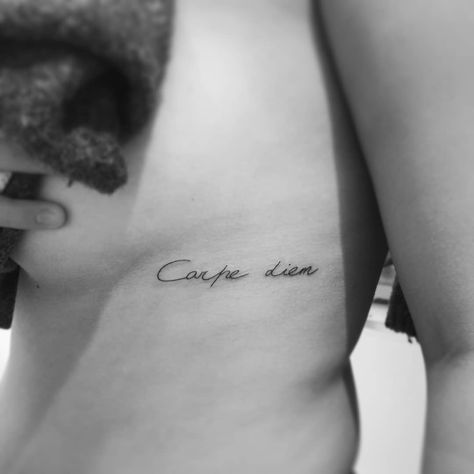 Most people think that writings is easy work. Honestly, sometimes it's even harder than some "realistic" stuff. ▪ "Carpe diem" (September… Underboob Tattoo, Personal Image, Easy Work, English Tattoo, Tattoo Photo, Carp, Future Tattoos, Tattoo Photos, Tattoo Quotes