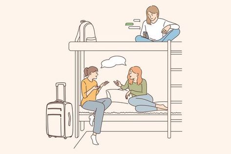 Hostel Illustration Art, Hostel Life, Bedroom Illustration, North Campus, Hostel Room, Storyboard Illustration, Night Illustration, Student Living, Editorial Design Layout