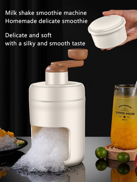 Hand-cranked Ice Crusher, 500ml, 13*13*26cm, Crushed Ice, Shaved Ice, Snowflake Ice, Manual Ice Shaver, Suitable For Making Milkshake, Can Be Used In Summer, Autumn And Winter | SHEIN USA Smoothie Machine, Ice Shavers, Shaved Ice, Crushed Ice, Smoothie Shakes, Coffee Flavor, Easy Snacks, In Summer, Autumn And Winter