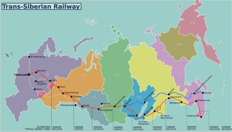 The Trans-Siberian route with time zones. Trans Siberian Railway, Train Route, Italy Map, Road Trip Hacks, Train Journey, Train Travel, A Train, Travel Around The World, Travel Dreams