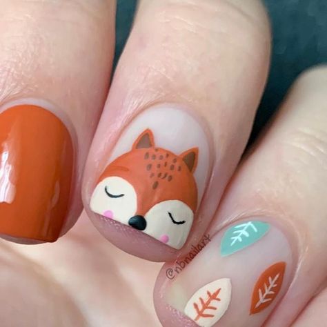 Cute Fox Nail Designs, Fox Nail Art, Moms Nails, Animal Nail Designs, Fox Nails, Acrylic Ideas, Appointment Planner, November Nails, Matte Top Coat