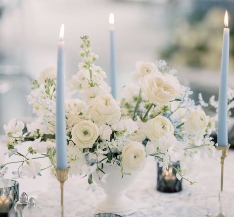 Blue Candle Holder, Blue Taper Candles, Sky Blue Weddings, Blue White Weddings, Blue Centerpieces, Blue Candle, Blue Bridal Shower, Light Blue Wedding, Blue Themed Wedding