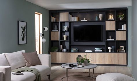 Media Unit | Sharps Bedroom Furniture Living Tv, Media Unit, Tv Wall Design, Living Room Tv Wall, Fitted Furniture, Living Room Storage, Living Room With Fireplace, Living Room Tv, Tv Room