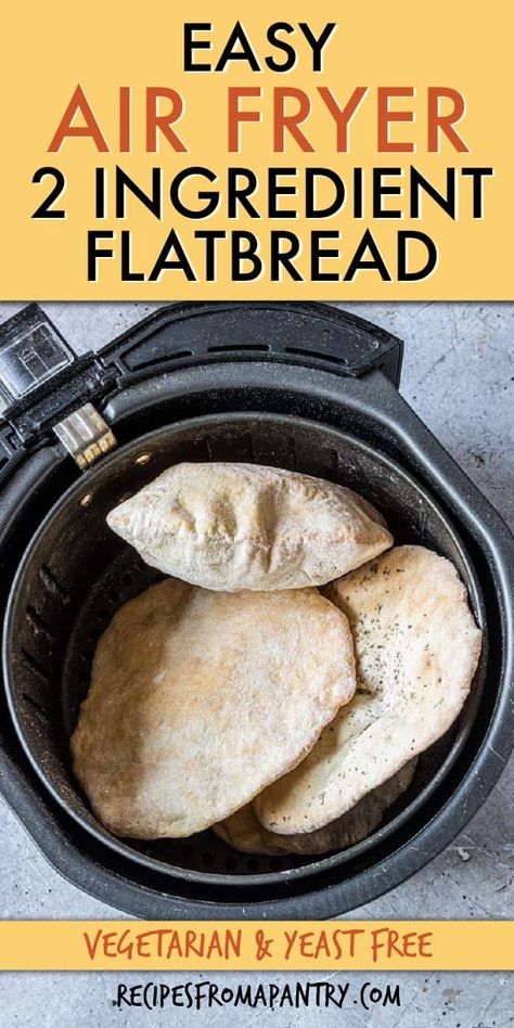 This Air Fryer Flatbread recipe is SO quick and easy to make - with just 2 basic pantry ingredients, one bowl and a few minutes. They are a great pantry meal, are frugal & super versatile. This yogurt flatbread is great for breakfast, lunch, pizzas and snacks! Click through to get this awesome air fryer flatbread dough recipe!! #airfryerrecipes #airfriedflatbread #flatbread #easybreadrecipe #quickbread #pantrystaples #pantryessentials #pantryrecipes #pantrymeals #quickmeals Air Fryer Flatbread, Flatbread Dough Recipe, Airfryer Food, Yogurt Flatbread, Flatbread Dough, Easy Flatbread Recipes, Grill Press, Friends Recipes, Flatbread Recipe