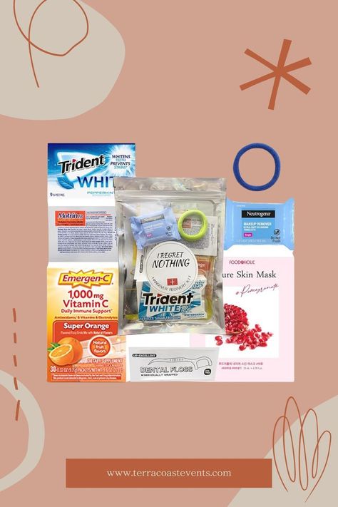 Survival essentials for the morning after! BrideTribe #HangoverCure #BacheloretteBash Hangover Recovery Kit, Survival Essentials, Hangover Kit, Bachelorette Decorations, Bachelorette Party Favors, Emergency Kit, Hang Over, Bachelorette Party, Bridesmaid Gifts