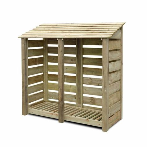 Normanton 7 Ft. W x 3 Ft. D Wood Log Store dCor design Finish: Light Green Timber Logs, Shed Base, Log Store, Timber Roof, Wood Store, Firewood Storage, Pressure Treated Wood, Wood Building, Wooden Log