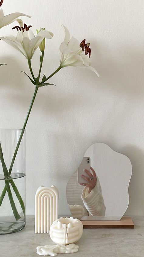 Aesthetic Vanity Mirror, Korean House Design, Aesthetic Vanity, Japandi Interiors, Face Mirrors, Cloud Shape, Cloud Shapes, Cozy Room Decor, Dreamy Room