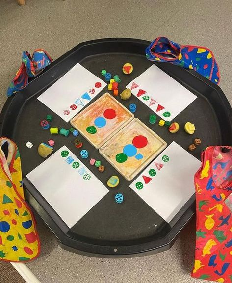 Matthew 👨‍🏫 Early Years Lead 👨‍🏫 on Instagram: "🎨 Creativity 🎨 Continuing with the #30daytufftraychallenge here is one that somewhat fits with ‘Allowing children to explore their creativity’. It was an adult set up activity to create repeating patterns however as we all know with children - they have wonderful minds and can start to use the set up for their own ideas - such as creating a picture, just printing or smudging paint all over the paper! Either way, lots of fun exploring colour, Kippers Birthday Eyfs Activities, Repeating Patterns Eyfs Math Activities, Outdoor Continuous Provision, Creative Areas Early Years, Repeating Patterns Eyfs, Pattern Eyfs Activities, Early Years Activities 3-5, Pattern Eyfs, Colour Activities Eyfs