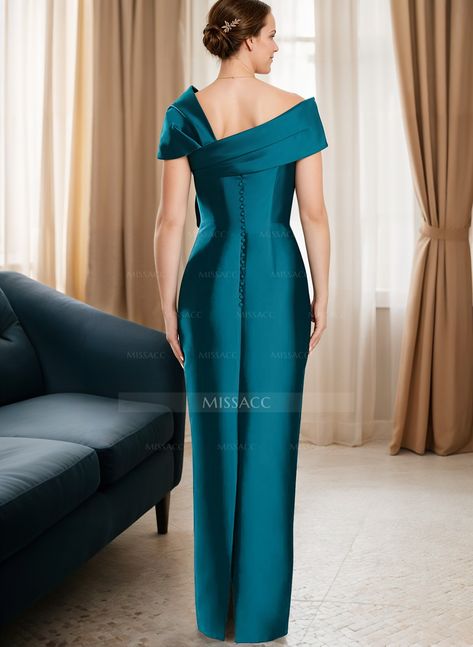 Sheath/Column One-Shoulder Satin Mother Of The Bride Dresses With Bow(s) Satin Mother Of The Bride Dresses, Mother Of Bride Outfits Modern, Dresses With Bow, Gown Elegant, Mother Of Bride Outfits, Bride Gown, Minions Wallpaper, Mother Of The Bride Gown, Dresses Indian