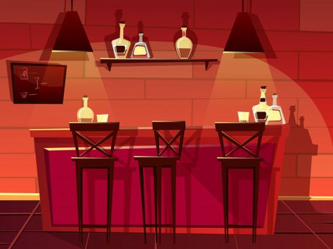 Bar or pub counter illustration. cartoon flat front interior of beer bar with chairs Vector | Free Download Bar With Chairs, Front Interior Design, Halloween Animation, Interior Vector, Beer Illustration, Idle Game, Realistic Illustration, Custom Character, Coffee Shop Logo