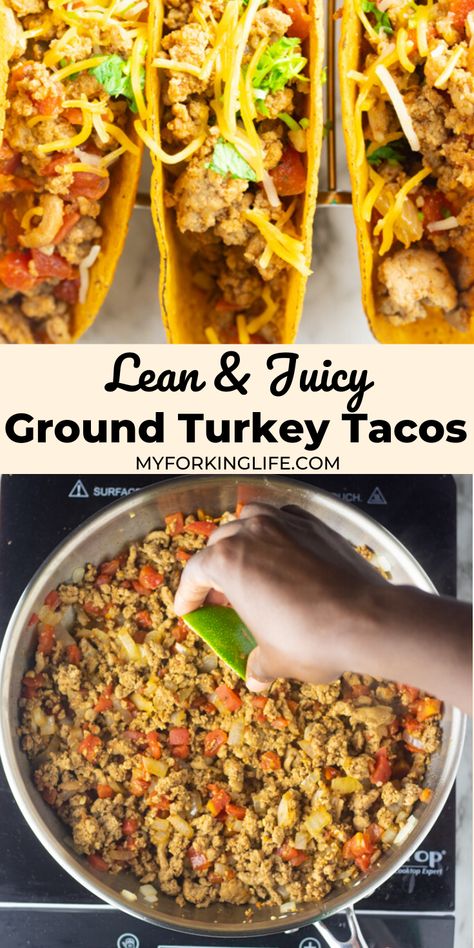 Juicy Ground Turkey, Ground Turkey Recipes Taco, Turkey Meat Tacos, Turkey Burger Tacos, Turkey Tacos Recipes Ground, Ground Turkey Tacos Recipes, Turkey Mexican Recipes, Ground Turkey Meat Recipes, Ground Turkey Breast Recipes