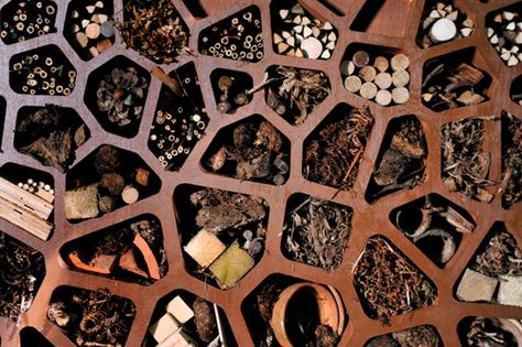 arup's insect hotel.  is this where we are heading? it's a kind of man made habitat focusing on biodiversity Voronoi Pattern, Bee Species, Bug Hotels, Wearable Architecture, Bee Hotel, Bug Hotel, Insect Hotel, Mason Bees, Architectural Competition