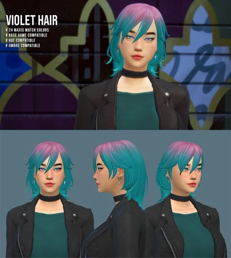 Violet sims 4 cc hair Sims 4 Cc Hair Half Color, Sims 4 Dyed Hair, Sims 4 Cc Dyed Hair, Sims 4 Cc Jinx Hair, Sims 4 Blue Hair, Sims 4 Dyed Hair Cc, Sims 4 Ombre Hair, Sims 4 Cc Ombre Hair Maxis Match, Sims 4 Multi Colored Hair Cc