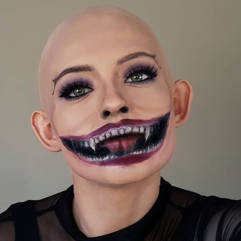 Makeup based on the movie The Witches 2020 - bald head, big mouth Witch Doctor Makeup, The Witches Movie, Witch Makeup Tutorial, Doctor Makeup, Witches Movie, Grand High Witch, The Witch Movie, 2020 Makeup, Witch Makeup