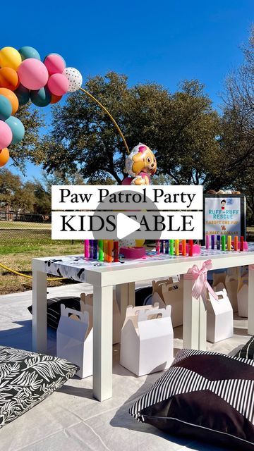 22K views · 1.6K likes | Sarah Holden on Instagram: "Comment “LINK” and I’ll DM you everything I used for my toddler’s Paw Patrol party 🐾 Or send this to a mom who has a Paw Patrol obsessed child 💌   Man, I’m telling you, when I am ON, I am ON (and when I’m OFF, don’t go near me). After months of stressing about planning a party and putting it off, the mood to plan hit one week before her birthday and it HIT HARD. I am so glad I mustered up the energy to get this together for Avery’s 3rd birthday because it ended up being such a nice afternoon!  ⭐️KIDS TABLE This was my first time setting up a “kids table” like you see on pinterest and I TOTALLY understand the hype around it. It was so cute and such a great space for the kids to gather. I had been researching low DIY tables but everythin Skye Paw Patrol Themed Birthday Party, Paw Patrol Obstacle Course, Paw Patrol Center Piece Ideas, Paw Patrol Park Party, Paw Patrol Birthday Party Table Set Up, Paw Patrol Party Activities For Kids, Outdoor Paw Patrol Party Ideas, Paw Patrol Birthday Party Activities, Paw Patrol Table Setup