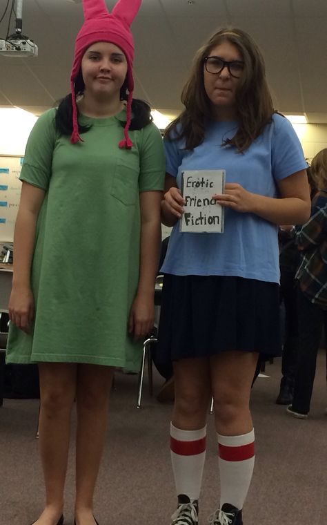 Tina and Louise costumes #bobsburgers #halloween Tina And Louise Costume, Louise Costume, Bobs Burgers, Halloween Ideas, Tshirt Dress, Pinterest Likes, Shirt Dress, Humor, Halloween