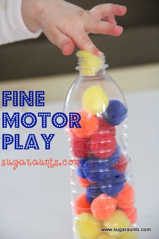 Fine Motor Play with crafting pom poms | The OT Toolbox Fine Motor Play, Preschool Fine Motor, Motor Skills Activities, Fine Motor Skills Activities, Skills Activities, Toddler Play, Toddler Learning Activities, Toddler Fun, Fine Motor Activities