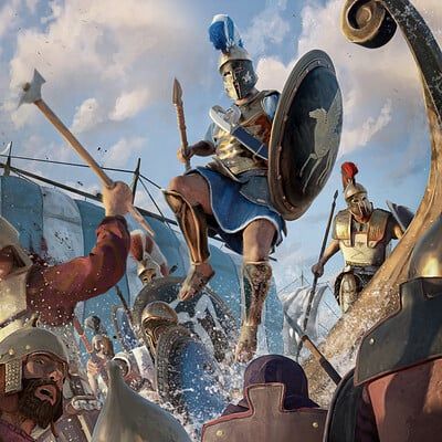 ArtStation - Heroes of Bronze - Greeks vs Persians Friends Getting Ready, Illustrated Novel, Greek Hoplite, Greek Warriors, Greek Warrior, The Sound Of Waves, Ancient Warfare, Game Master, Bronze Age