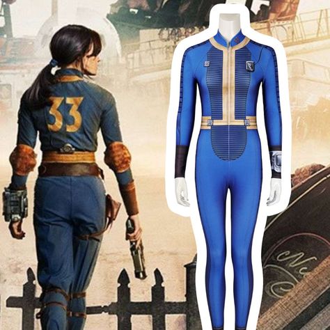 🔥Fallout Vault 33 Lucy Cosplay Costume Women's Jumpsuit #Takerlama 👄$48.90, Free shipping now, shop it. 👉https://www.takerlama.com/products/fallout-vault-33-lucy-cosplay-costume-womens-jumpsuit-takerlama?VariantsId=61834 #fallout #vault #Fallout76 #cosplaygirl #halloweencostume Fallout Costume Women, Diy Fallout Costume, Fallout Halloween Costume, Fallout Jumpsuit, Fallout Vault Girl, Fallout Outfits, Lucy Fallout, Lucy Cosplay, Fallout Costume