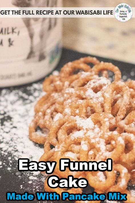 Diy Funnel Cake Pancake Batter, Pancake Batter Funnel Cake, Cake Mix Funnel Cake Recipe, Funnel Cakes With Pancake Mix Easy, Funnel Cake Recipe Easy Pancake, Funnel Cake Recipe With Pancake Mix Easy, Bisquick Funnel Cake Recipe, Funnel Cake Fries Recipe, Krusteaz Pancake Mix Recipes