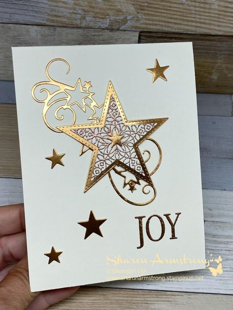 Christmas Cards With Stars Handmade, Star Christmas Cards, Stampin Up Stitched Stars, Su Christmas Cards, Simple Christmas Cards, Christmas Card Inspiration, Star Cards, Homemade Christmas Cards, Stampin Up Christmas Cards